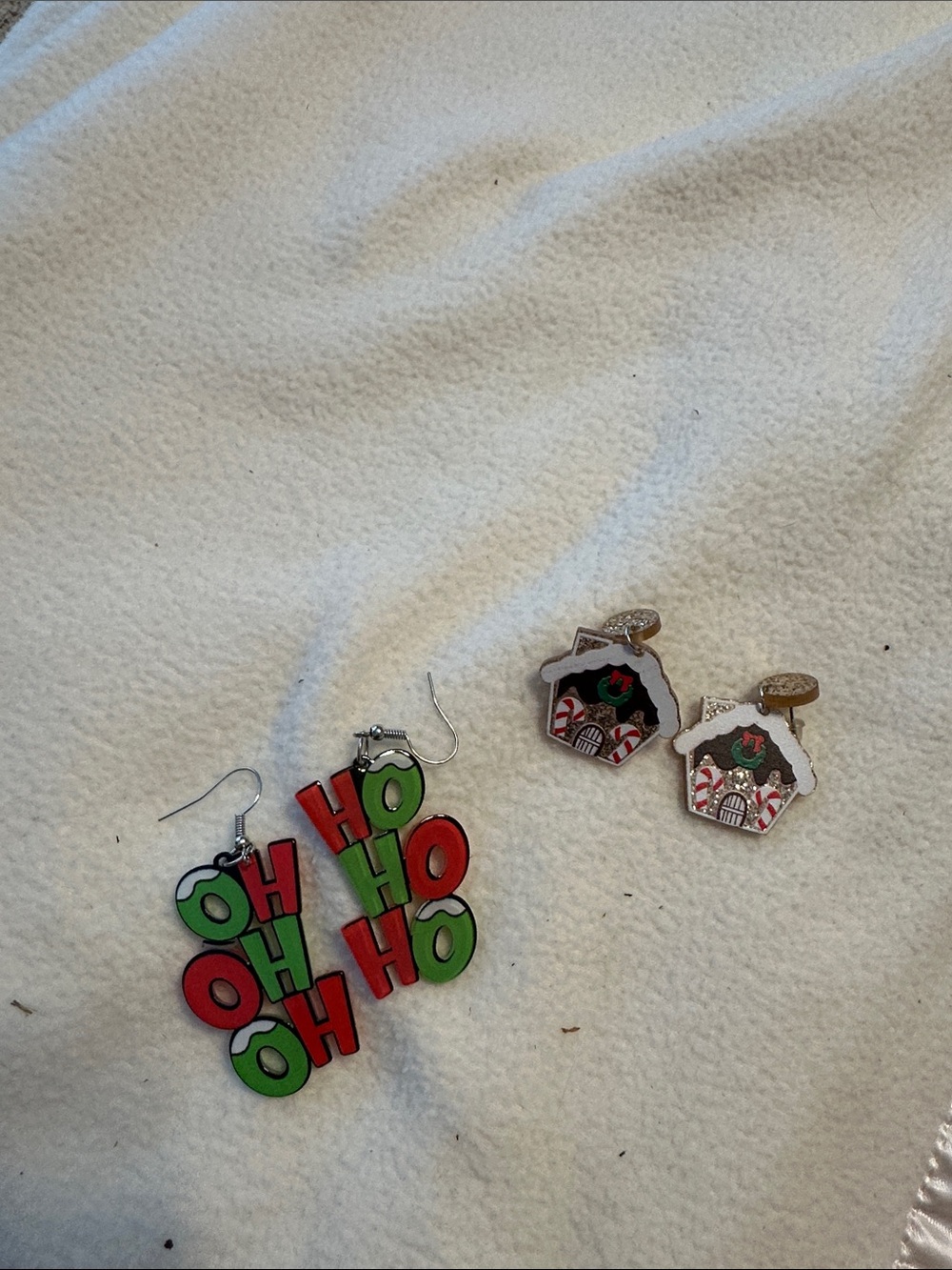 Festive 'HO HO HO' and Gingerbread Earrings Set -